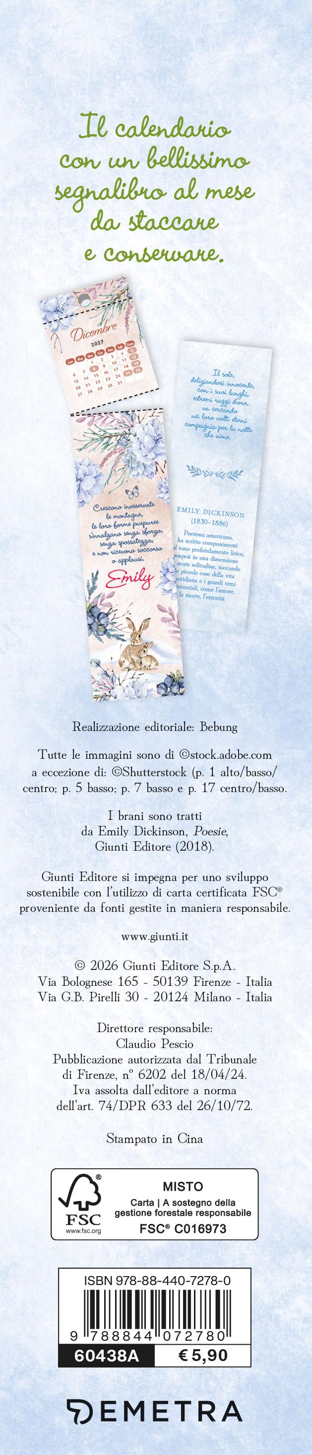 Calendario Emily Poesie 2027 segnalibro (5,5 X 24,5 cm)