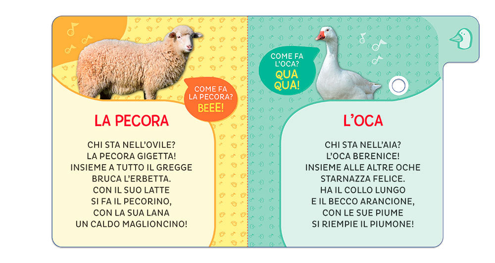 Animali della fattoria. Primi suoni::6 versi da ascoltare!