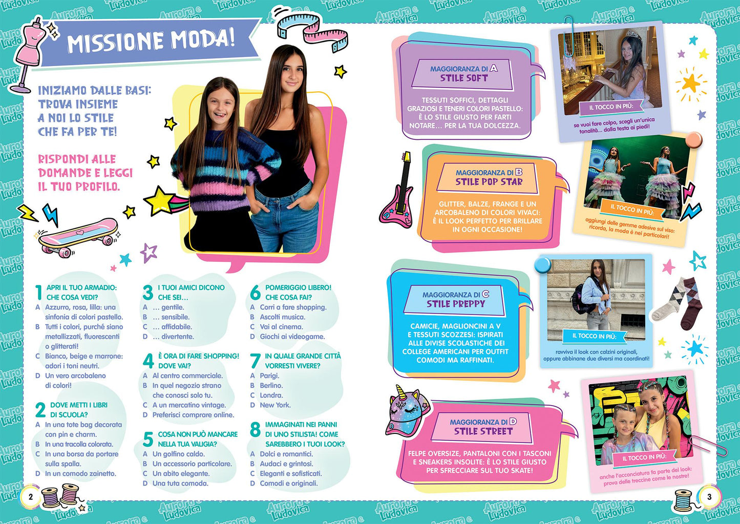 Aurora e Ludovica. Scenari sticker. Fashion show