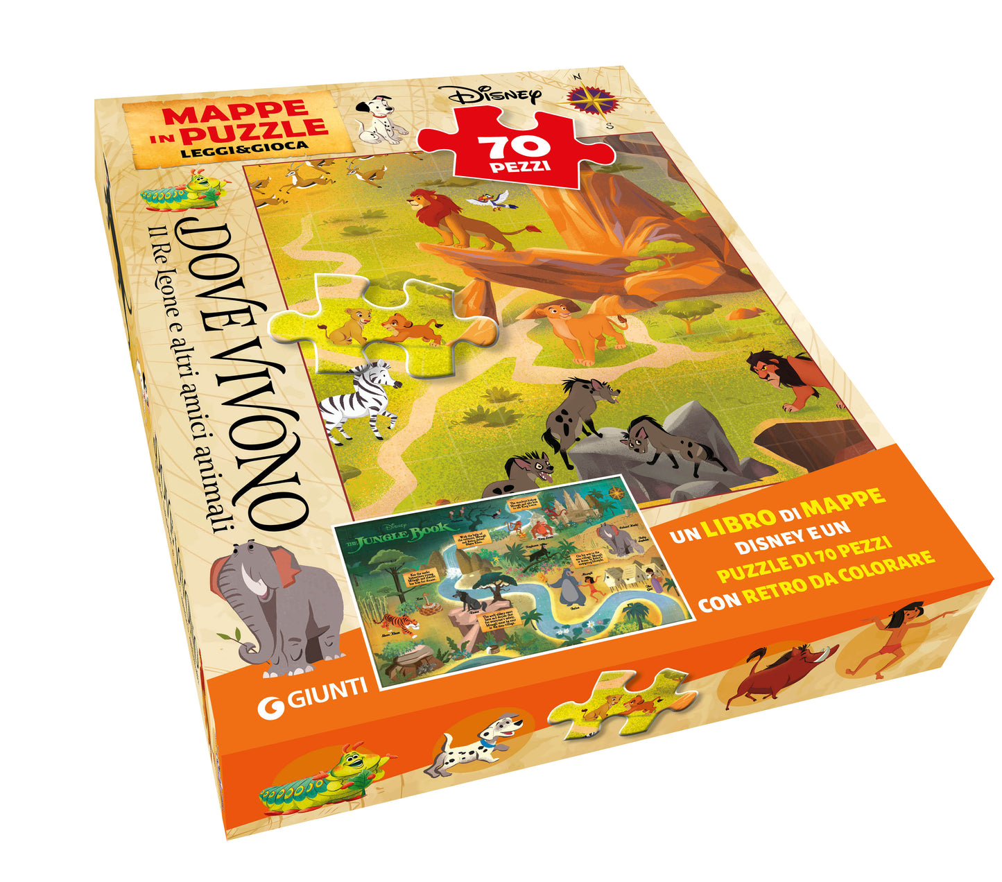 Il Re Leone Mappe in puzzle Leggi&Gioca::Dove vivono Il Re Leone e altri amici animali