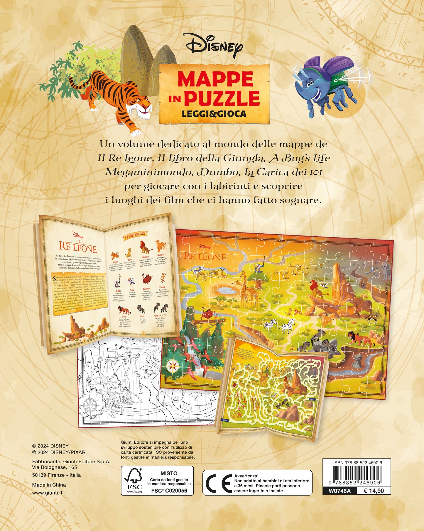 Il Re Leone Mappe in puzzle Leggi&Gioca::Dove vivono Il Re Leone e altri amici animali