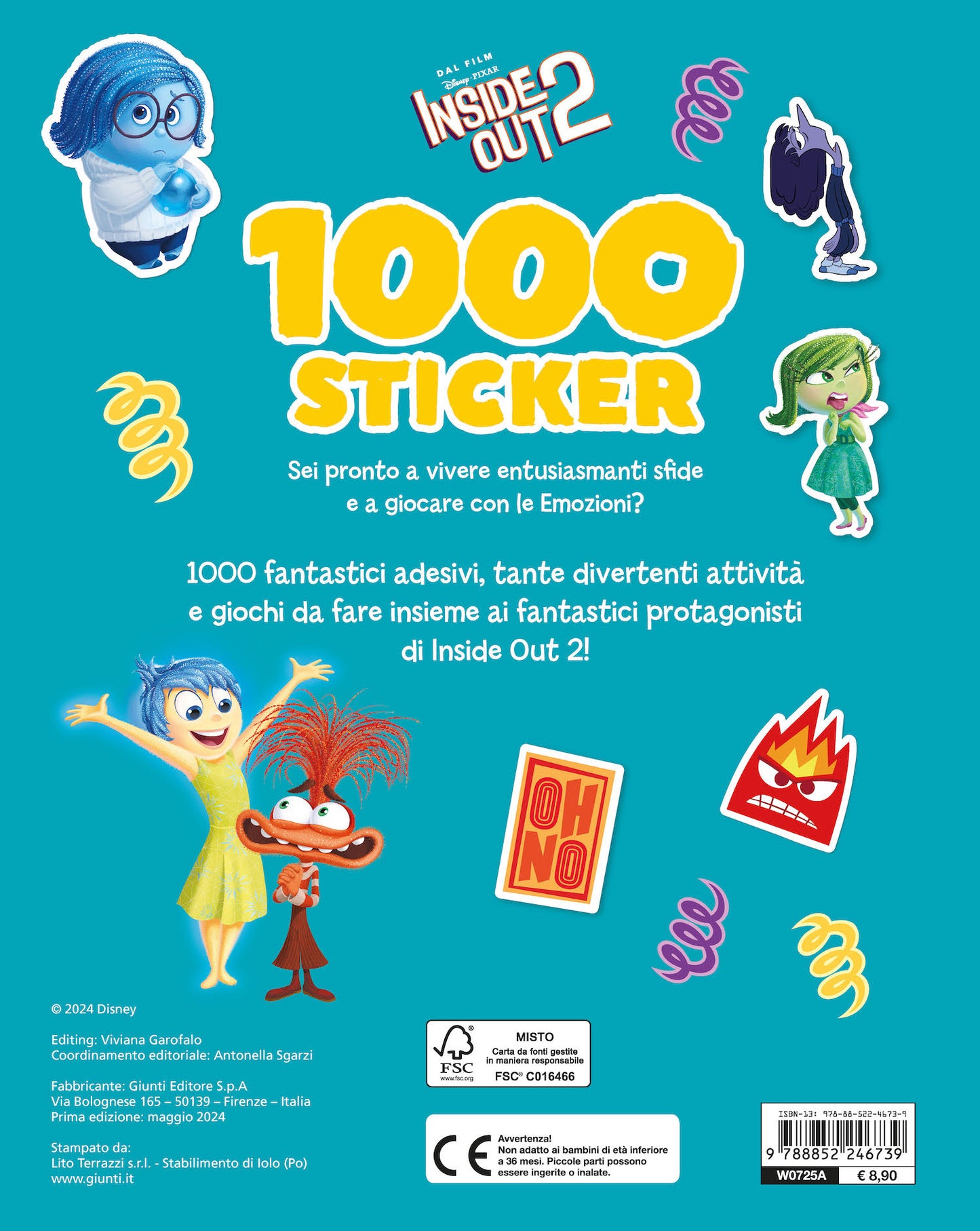 1000 Sticker Inside Out 2::Tanti giochi e attività