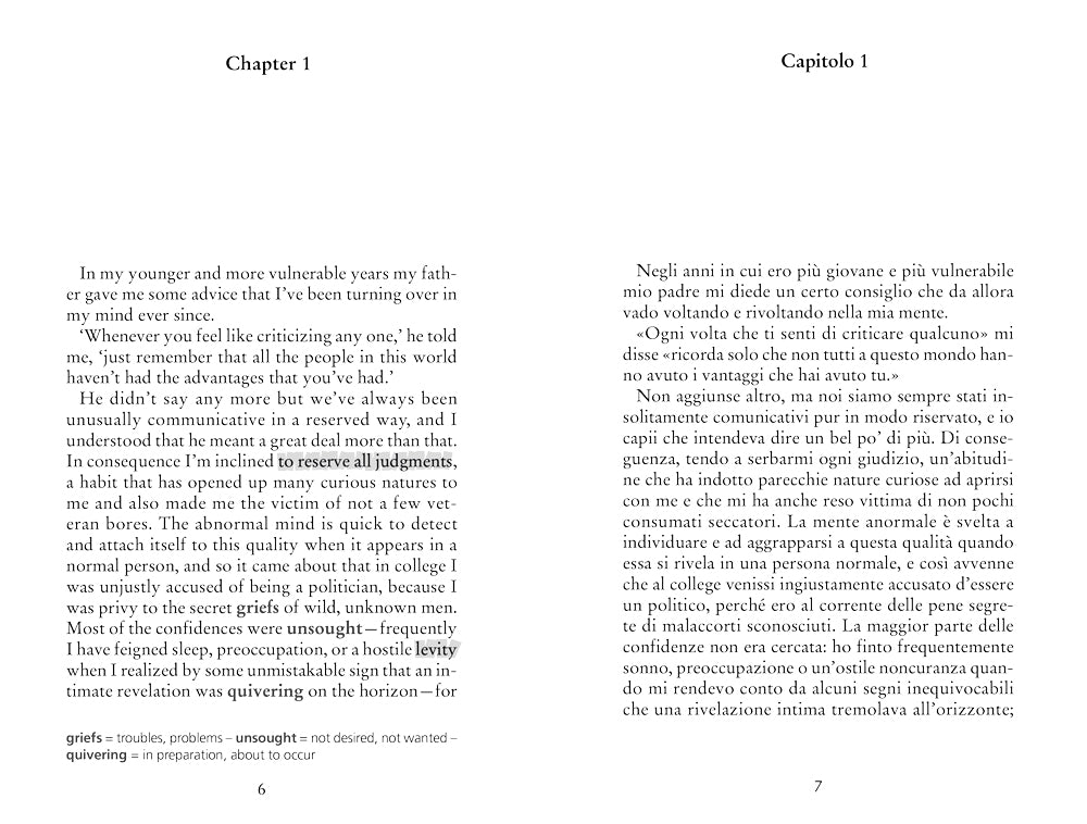 The Great Gatsby::con testo italiano a fronte e note linguistiche