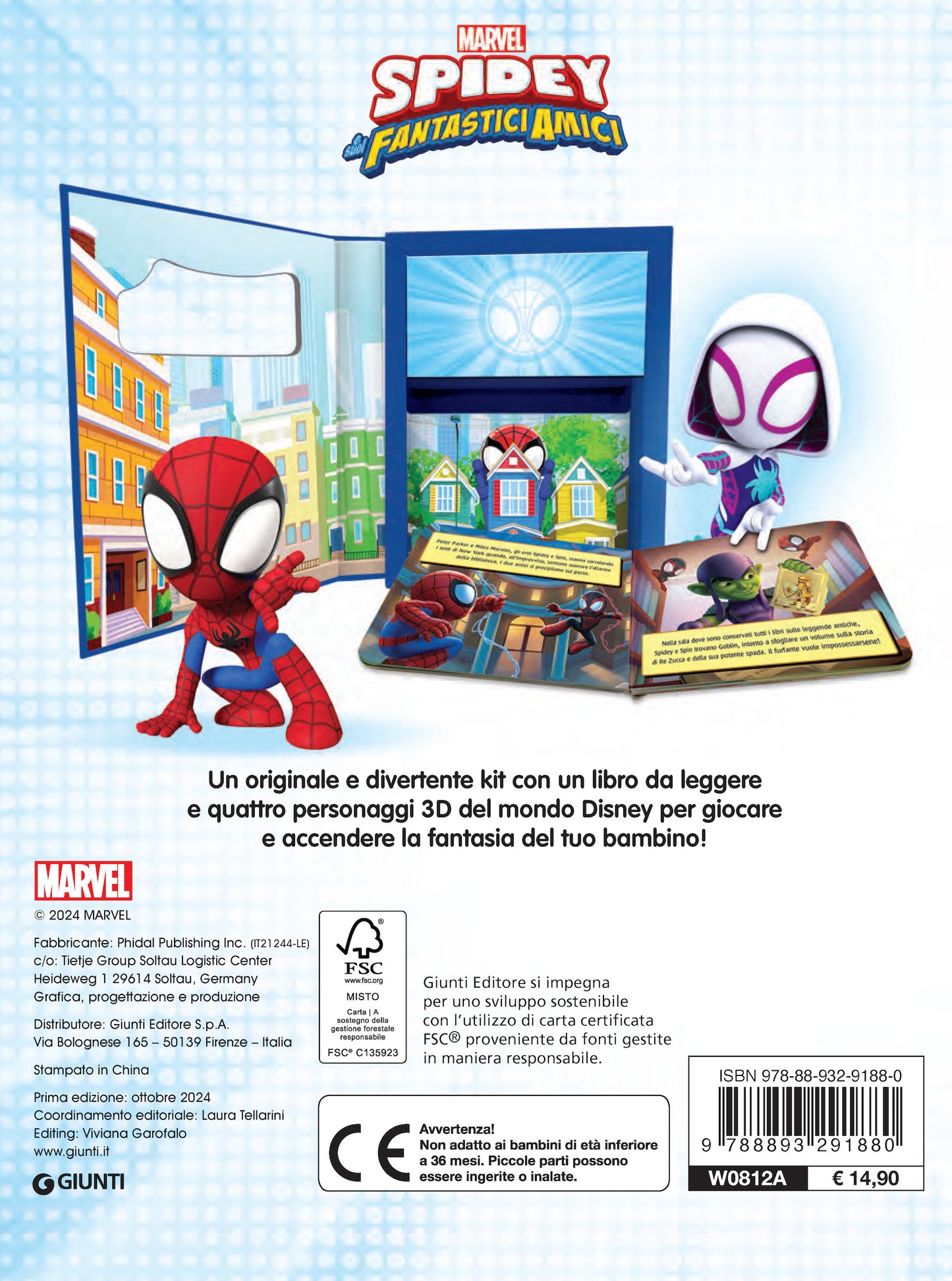 Baby Box Spidey e i suoi fantastici amici::con 4 personaggi Marvel 3d e un libro