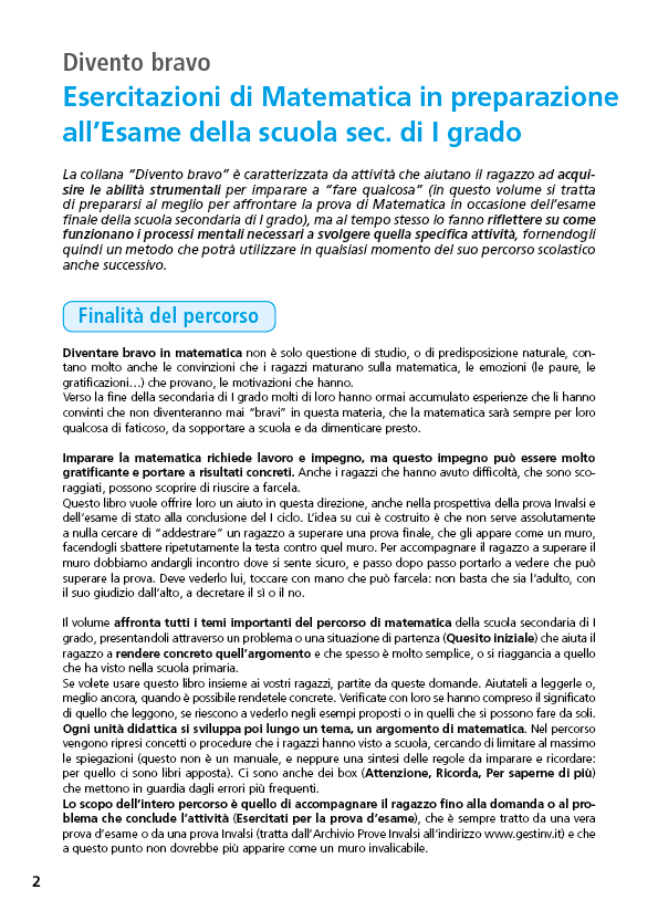 Esercitazioni di matematica::in preparazione all'Esame della scuola sec. di I grado