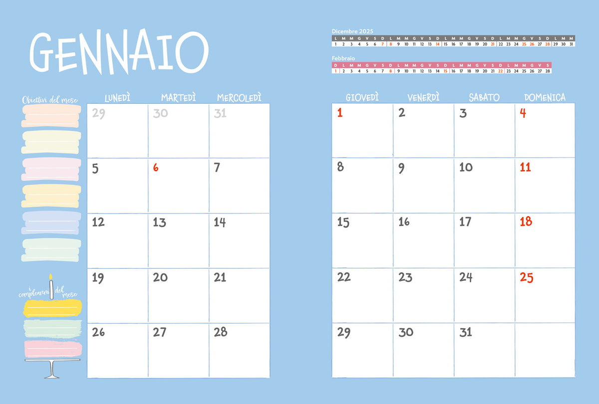 AGENDA PER LA FAMIGLIA 2026
