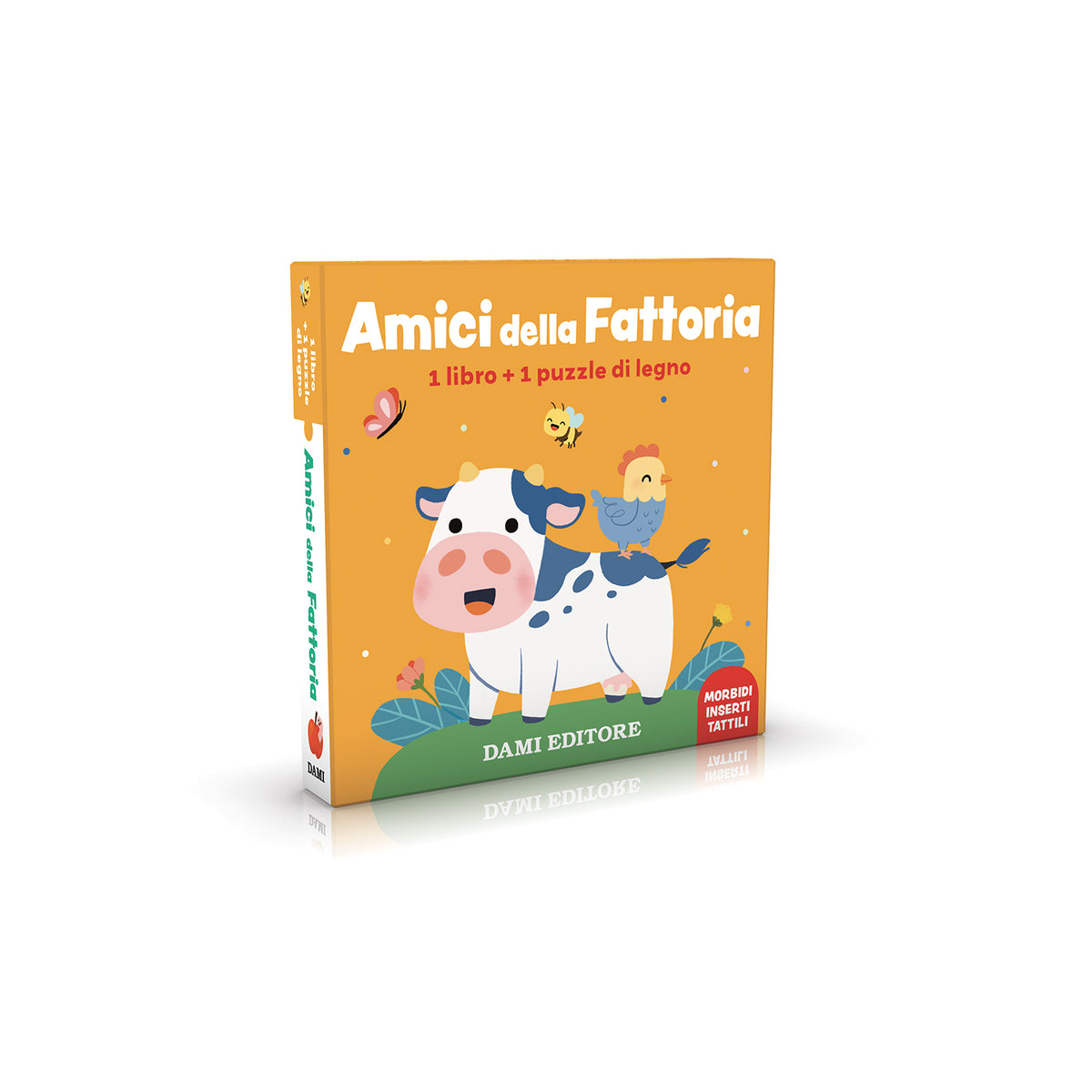 Amici della fattoria::1 libro + 1 puzzle di legno