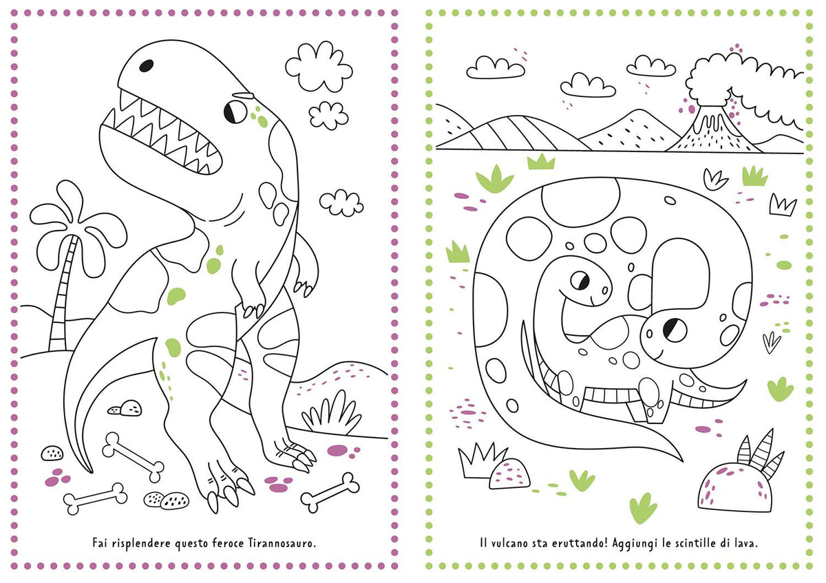 Incredibili dinosauri::Colora con i glitter