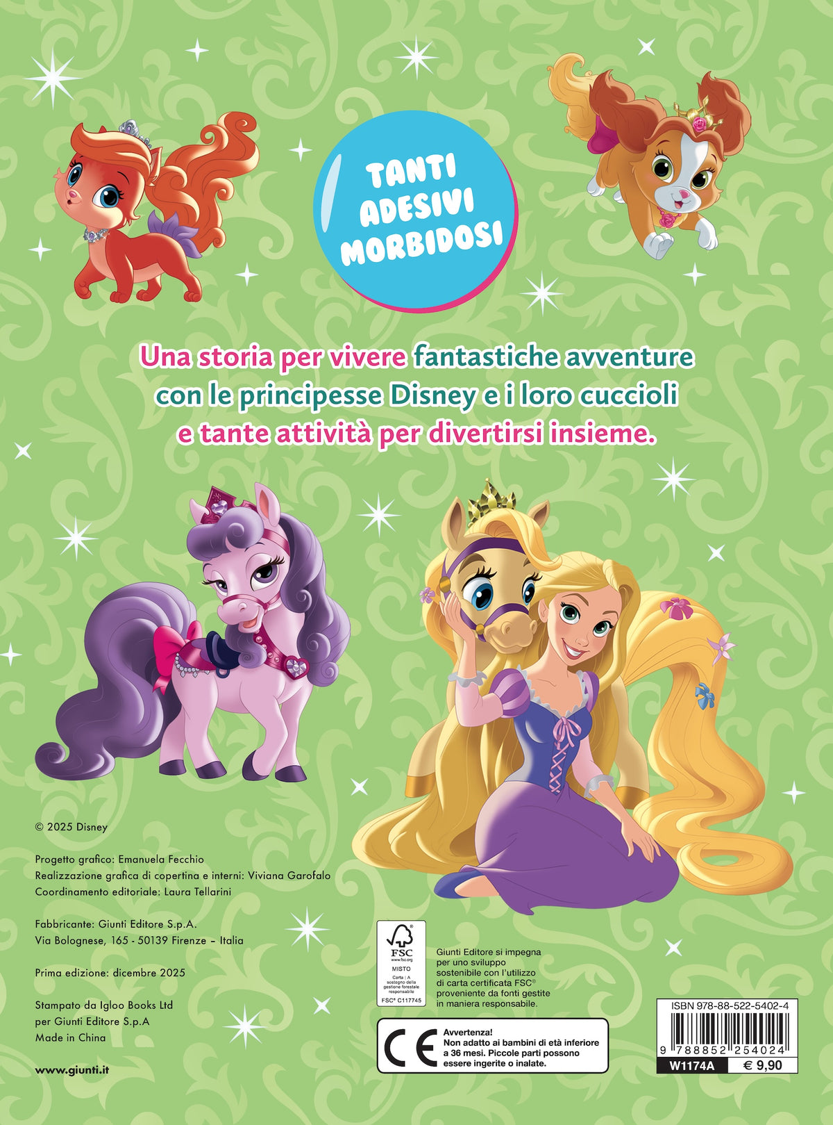 Disney Princess Bubble Stickers Cuccioli reali::Storia e giochi con tanti adesivi morbidosi