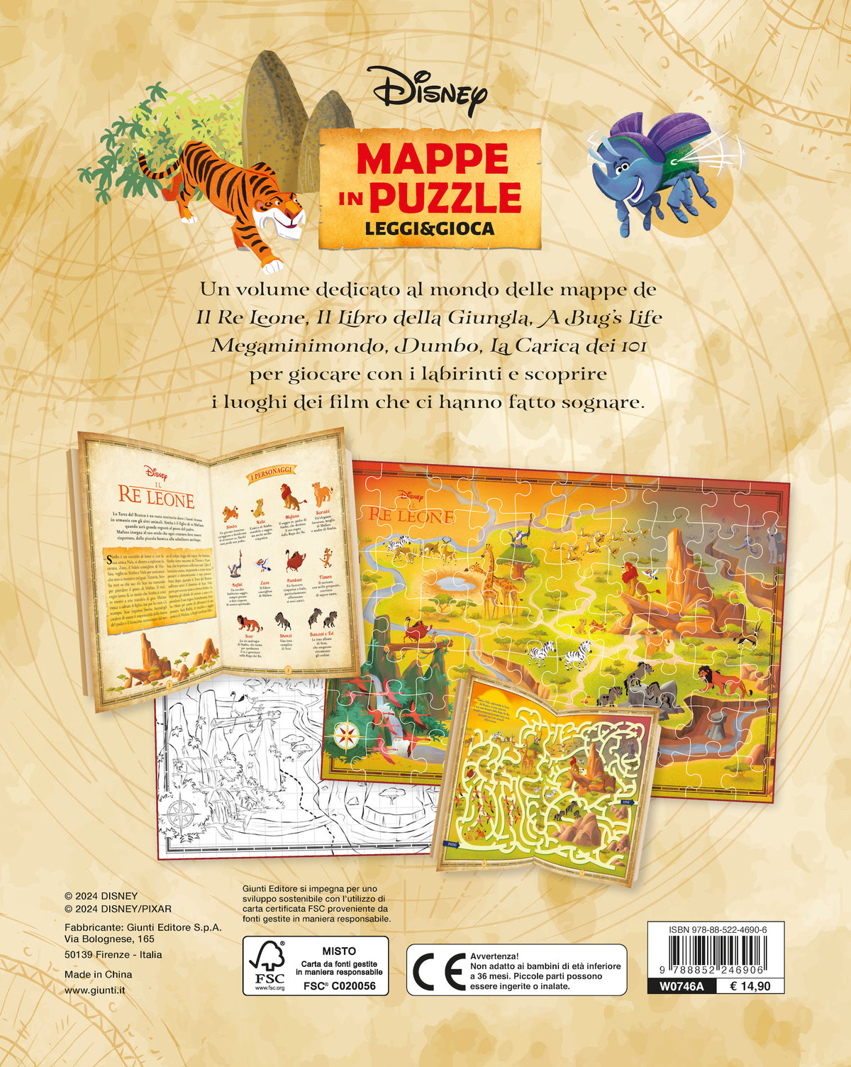 Il Re Leone Mappe in puzzle Leggi&Gioca::Dove vivono Il Re Leone e altri amici animali