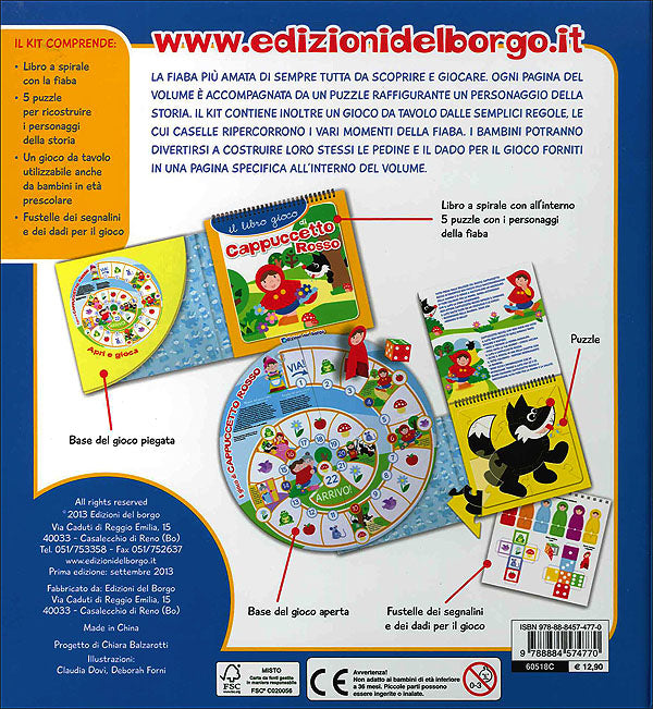 Il libro gioco di Cappuccetto Rosso::La fiaba + 5 puzzle + la base del gioco