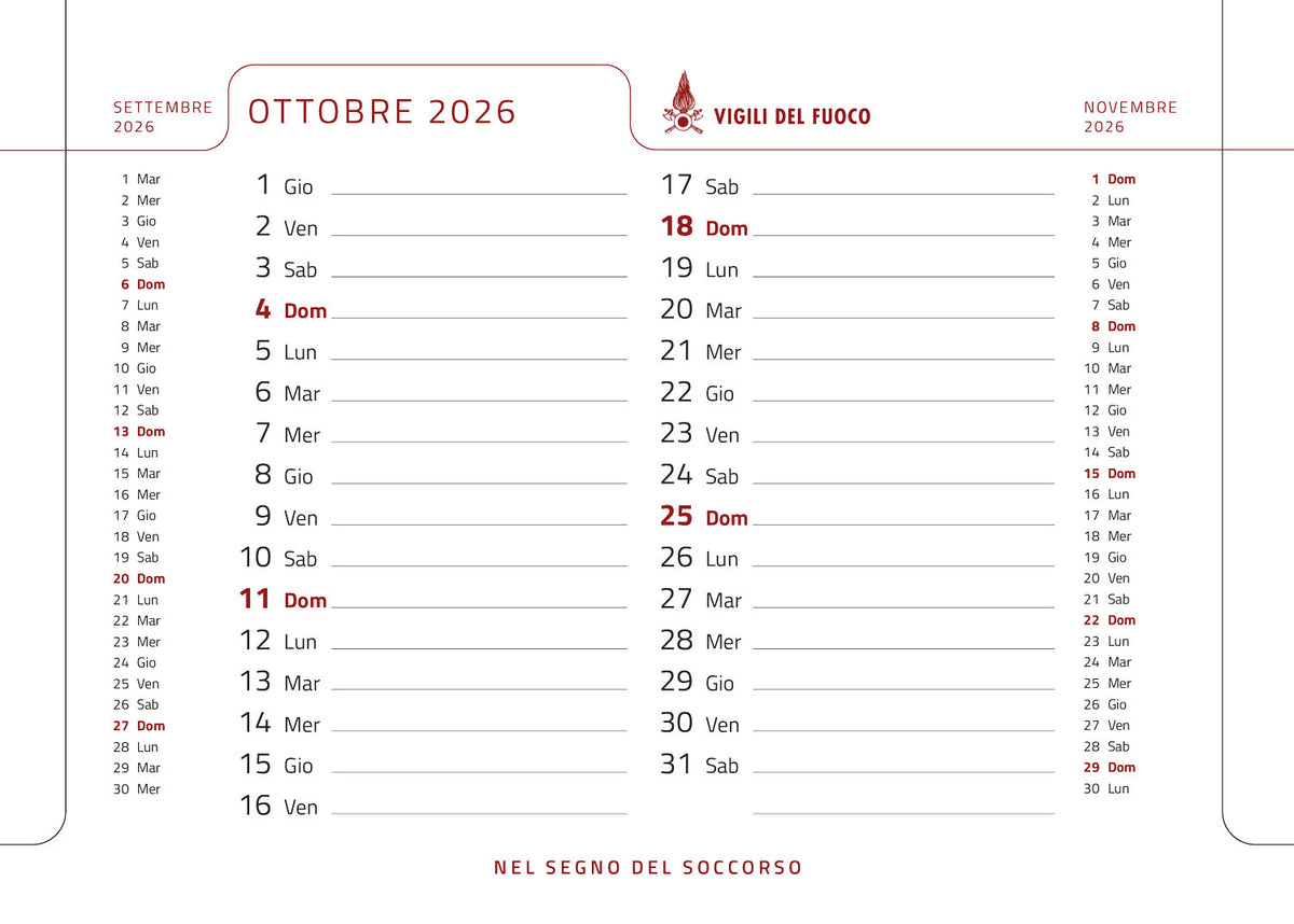 Calendario 2026 Vigili del Fuoco - da tavolo::Nel segno del soccorso