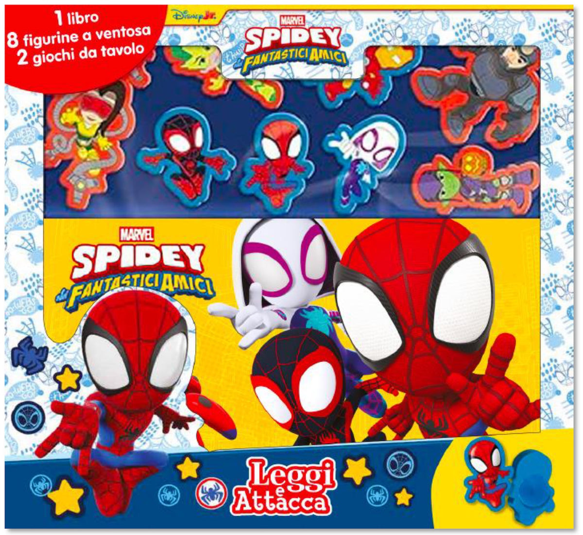 Spidey Leggi e attacca::1 libro, 8 figurine, 2 giochi da tavolo