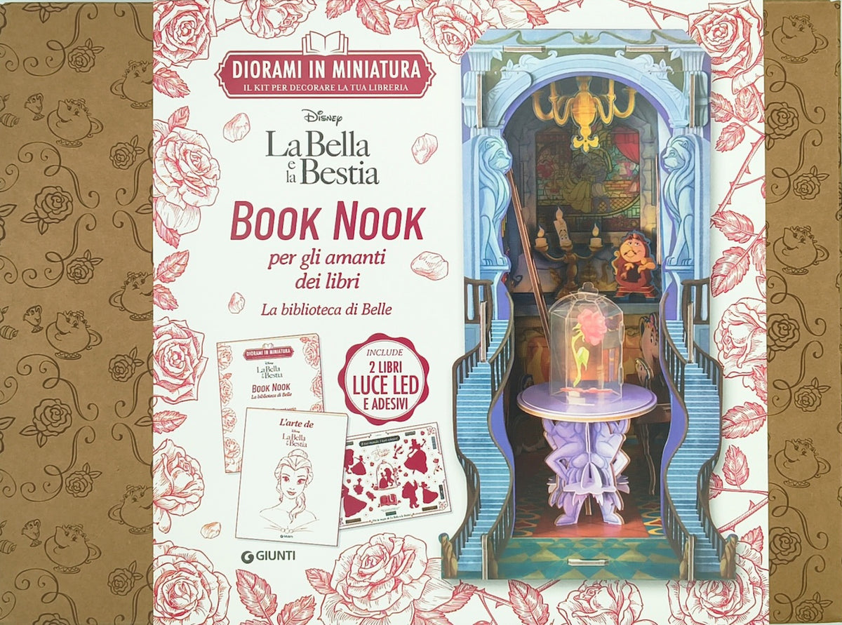 Book Nook La Bella e la Bestia. La biblioteca di Belle. Diorami in miniatura