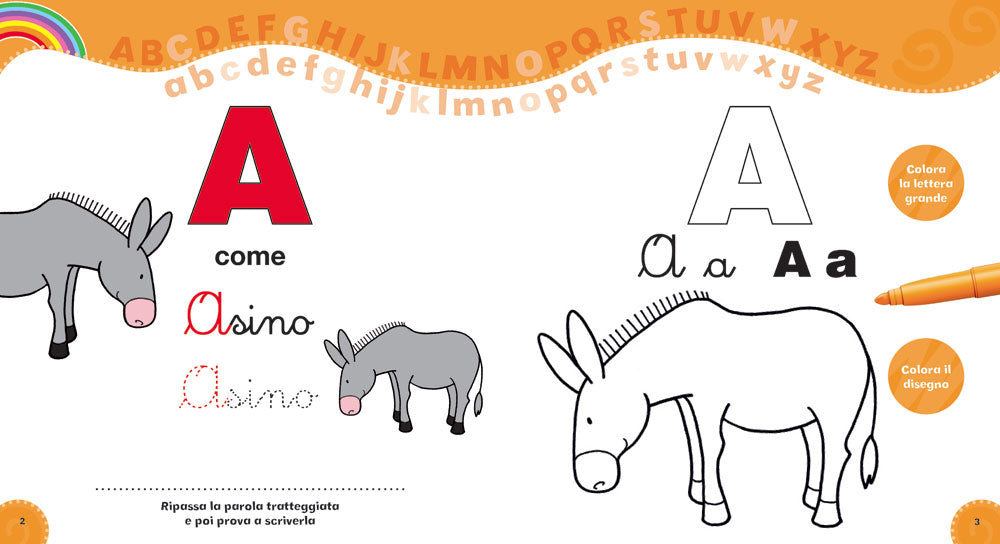 Alfabetiere degli Animali da colorare