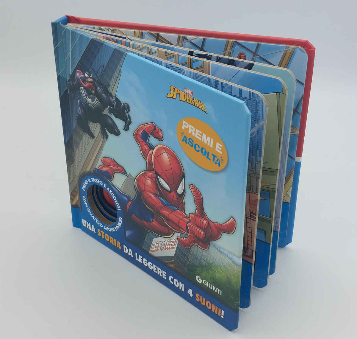 Spiderman Premi e ascolta Una storia da leggere con 4 suoni::Premi il tasto e ascolta! Con 4 suoni diversi