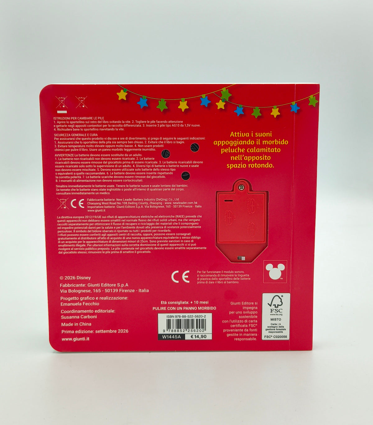 Babbo Natale Toccalibro sonoro Disney baby. Con stellina magnetica