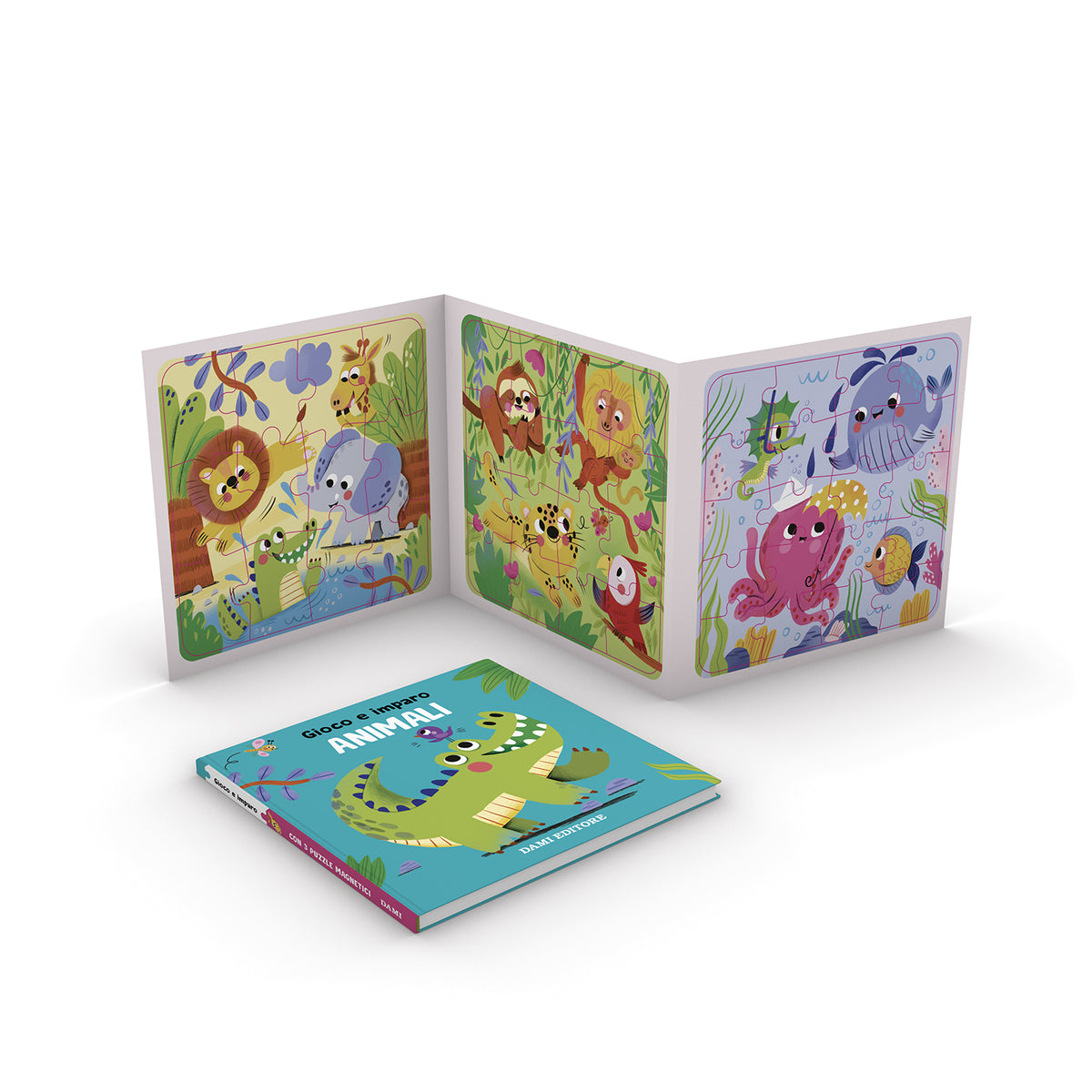 Animali::1 libro + 3 puzzle magnetici