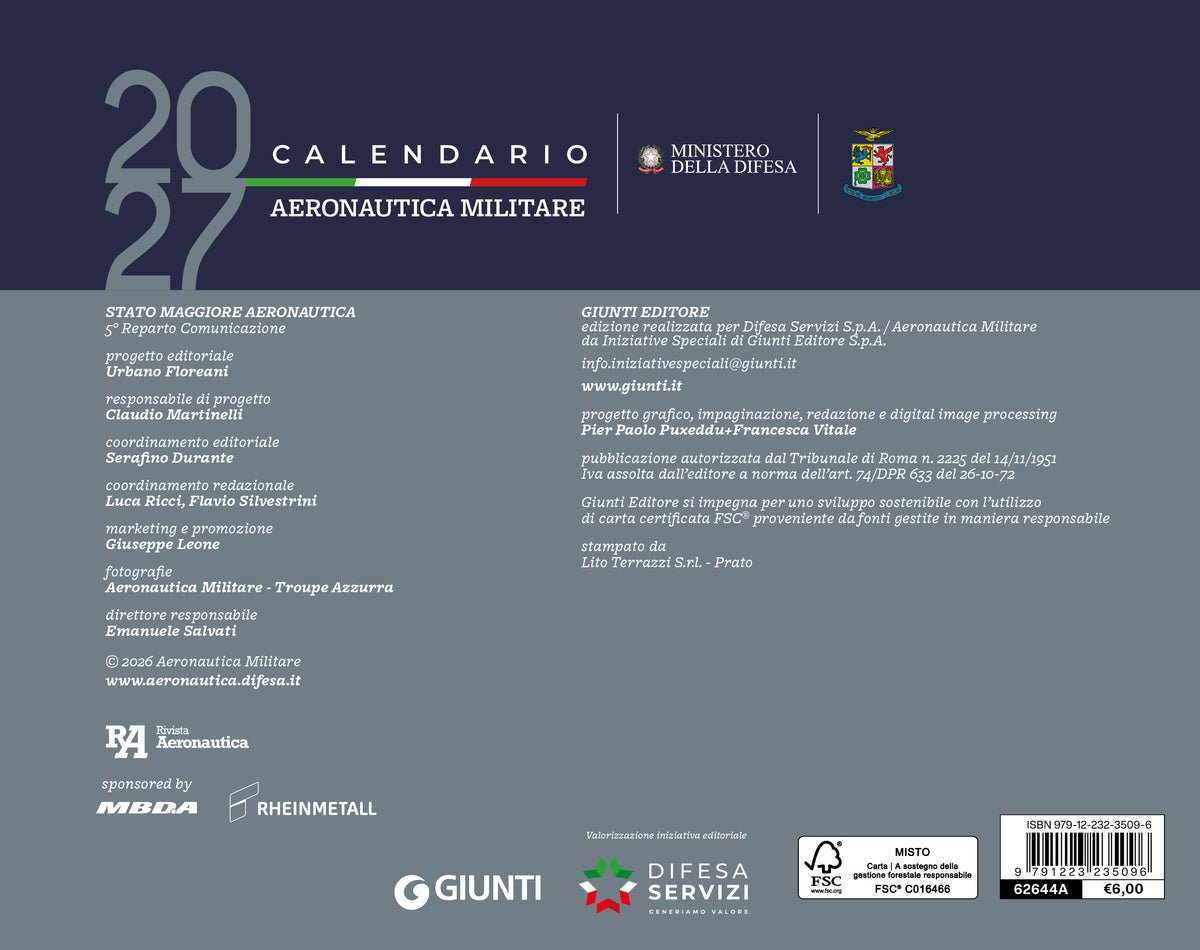 Calendario Aeronautica Militare 2027 - da tavolo