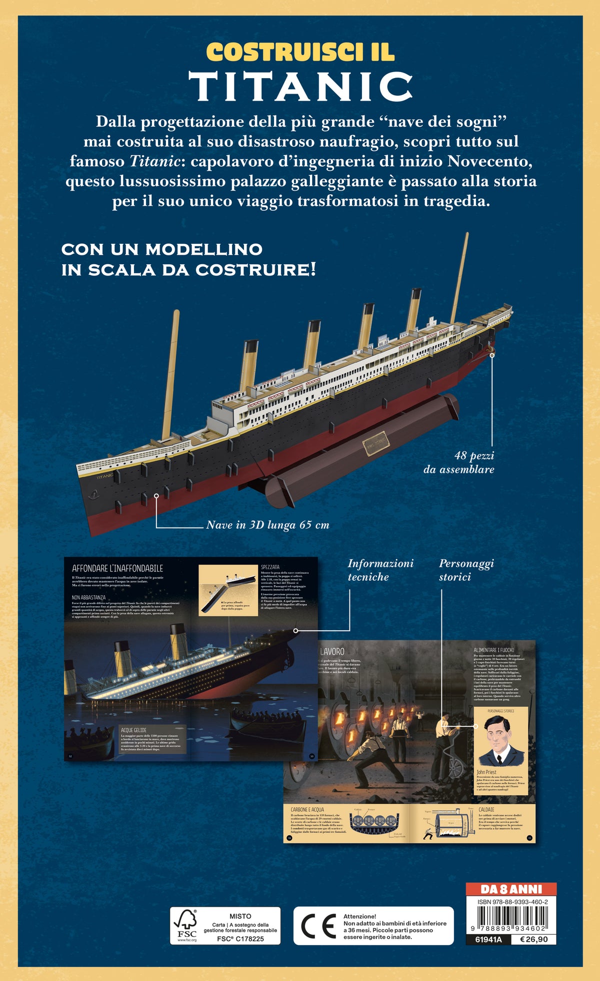 Costruisci il Titanic::Costruisci una nave di 65cm – Libro + modellino con 48 pezzi