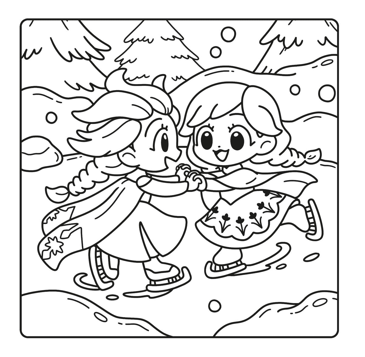 Dolce inverno Cozy Coloring Disney. Con Elsa e Anna