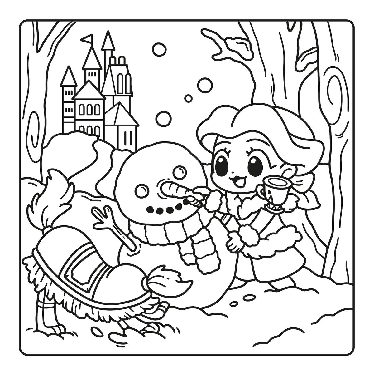 Dolce inverno Cozy Coloring Disney. Con Elsa e Anna