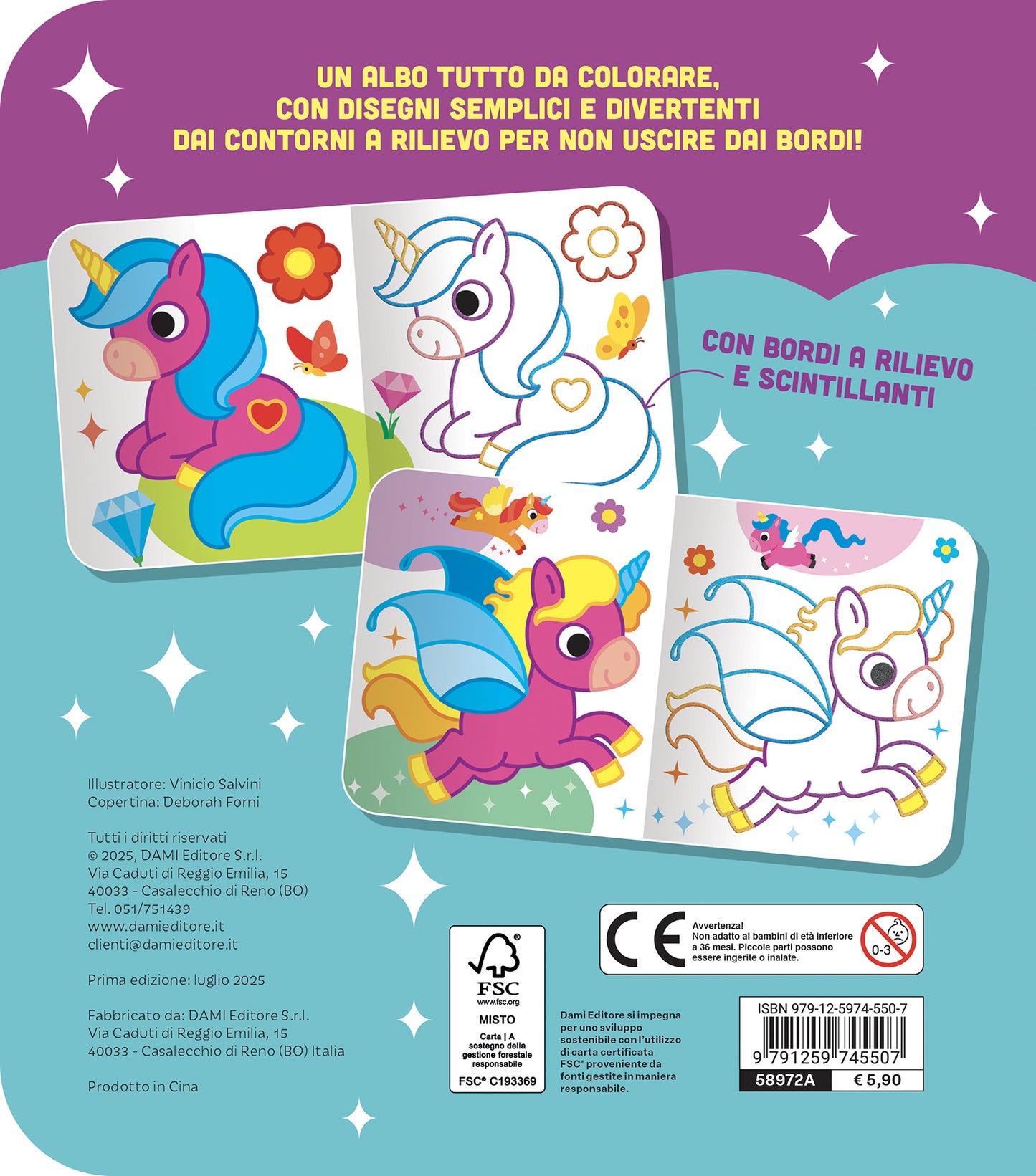 Colora gli unicorni scintillanti