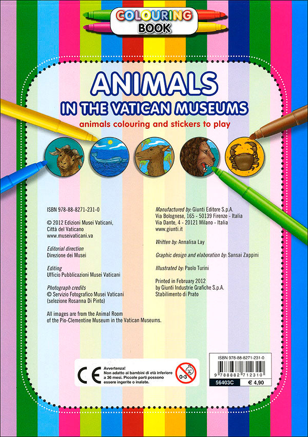 Colouring Book. Animals in the Vatican Museums::Animals colouring and stickers to play - With 48 stickers