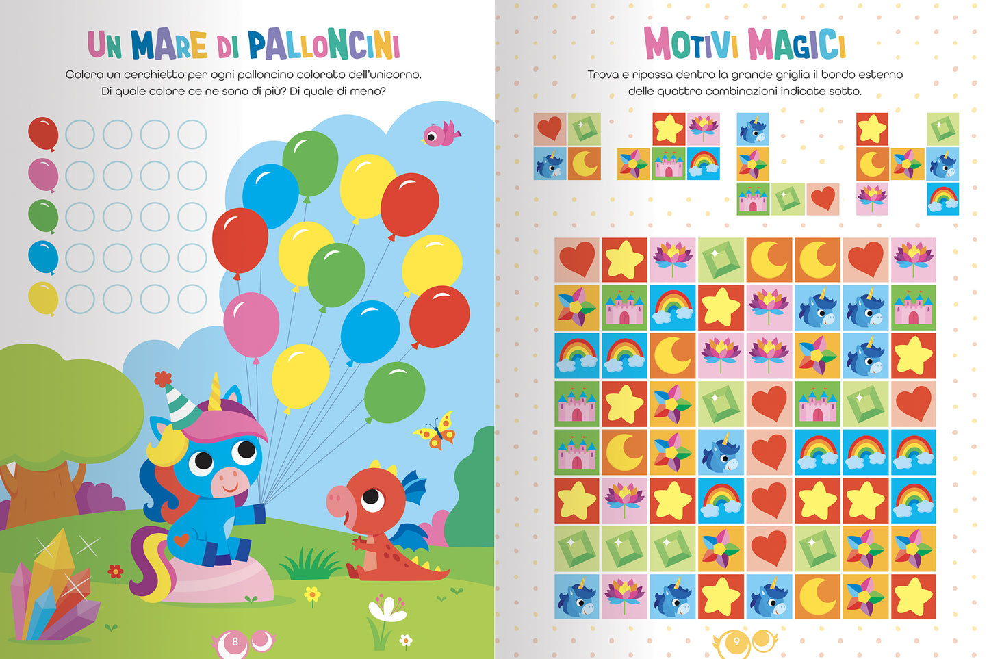 Unicorni::Giochi, percorsi, labirinti, coloring