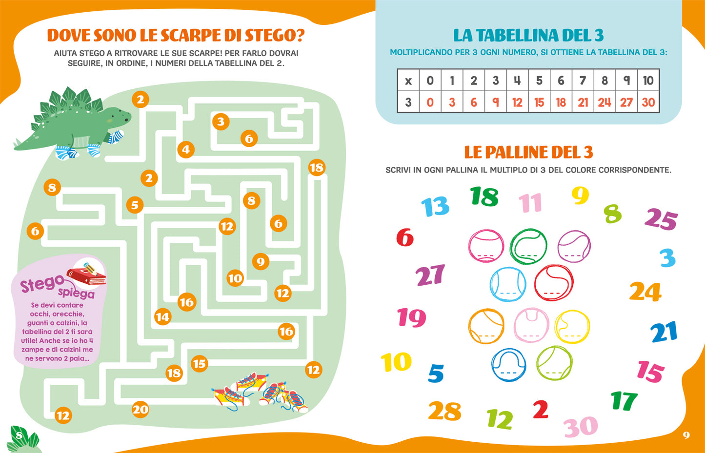 A scuola con Stego: le tabelline::Operazioni • Problemi • Esercizi • Giochi