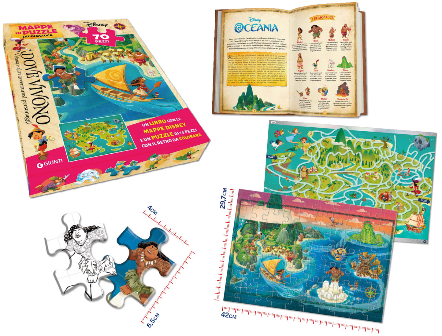 Vaiana Mappe in puzzle Leggi&Gioca::Dove vivono Vaiana e altri amici d’avventura