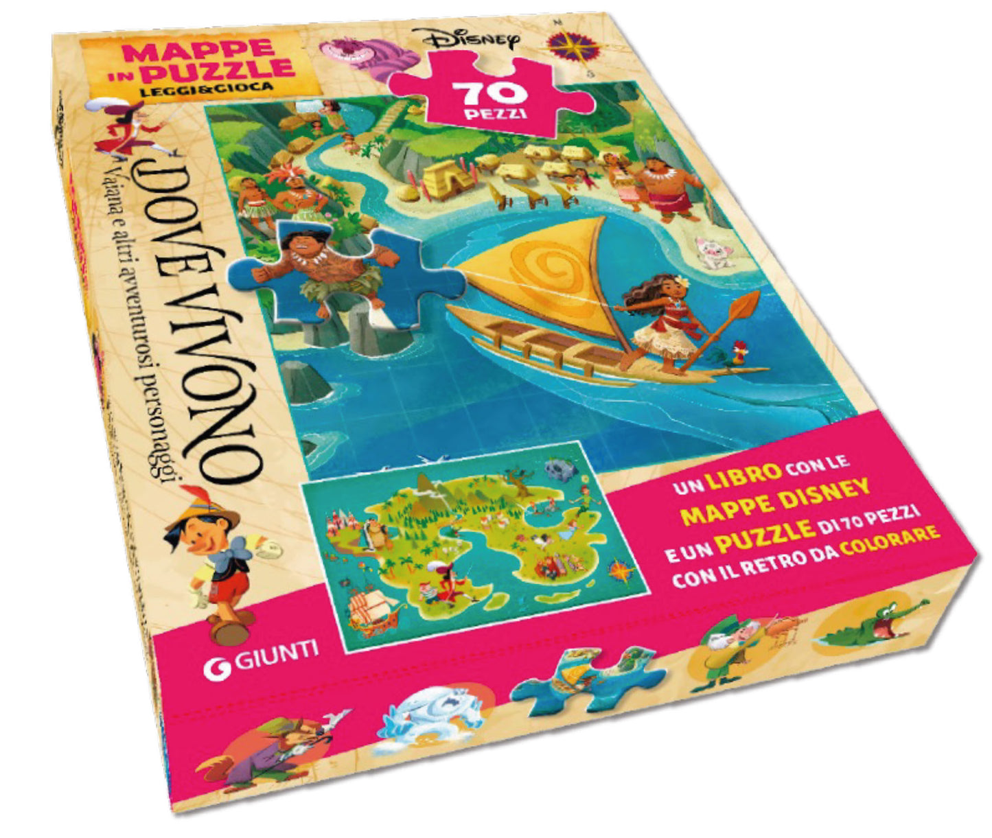 Vaiana Mappe in puzzle Leggi&Gioca::Dove vivono Vaiana e altri amici d’avventura