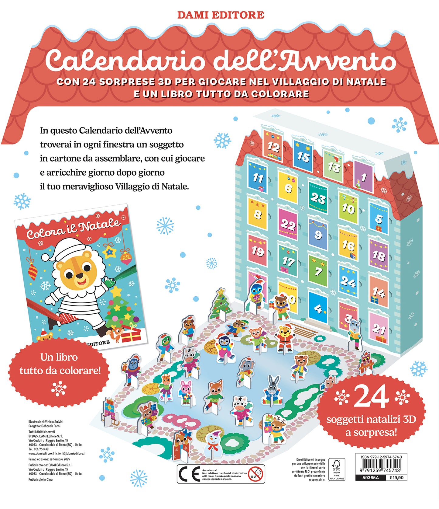 Calendario dell'Avvento::con 24 sorprese 3D per costruire il villaggio di Natale