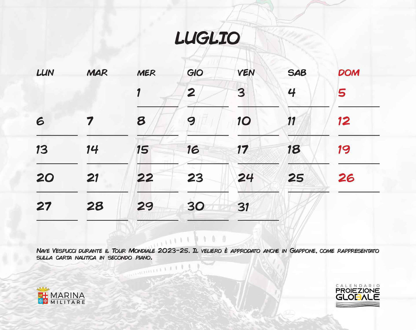 Calendario Marina Militare 2026 - da tavolo ::Proiezione Globale