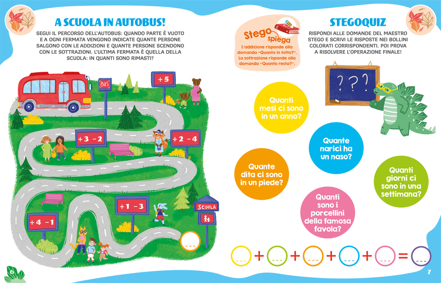 A scuola con Stego: addizioni e sottrazioni::Operazioni • Problemi • Esercizi • Giochi