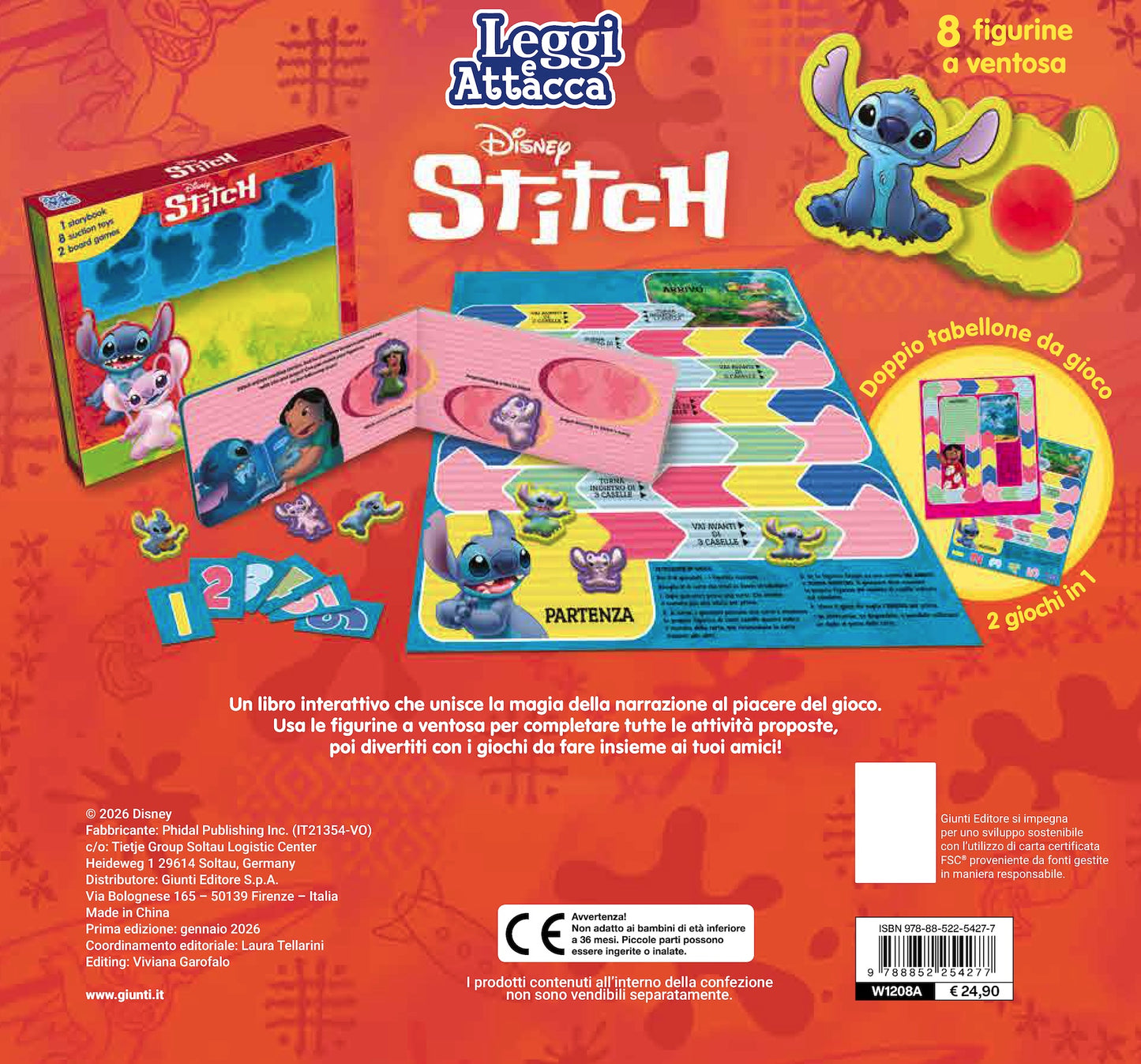 Stitch Leggi e attacca::1 libro, 8 figurine, 2 giochi da tavolo