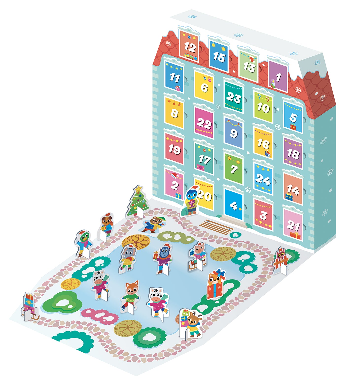 Calendario dell'Avvento::con 24 sorprese 3D per costruire il villaggio di Natale