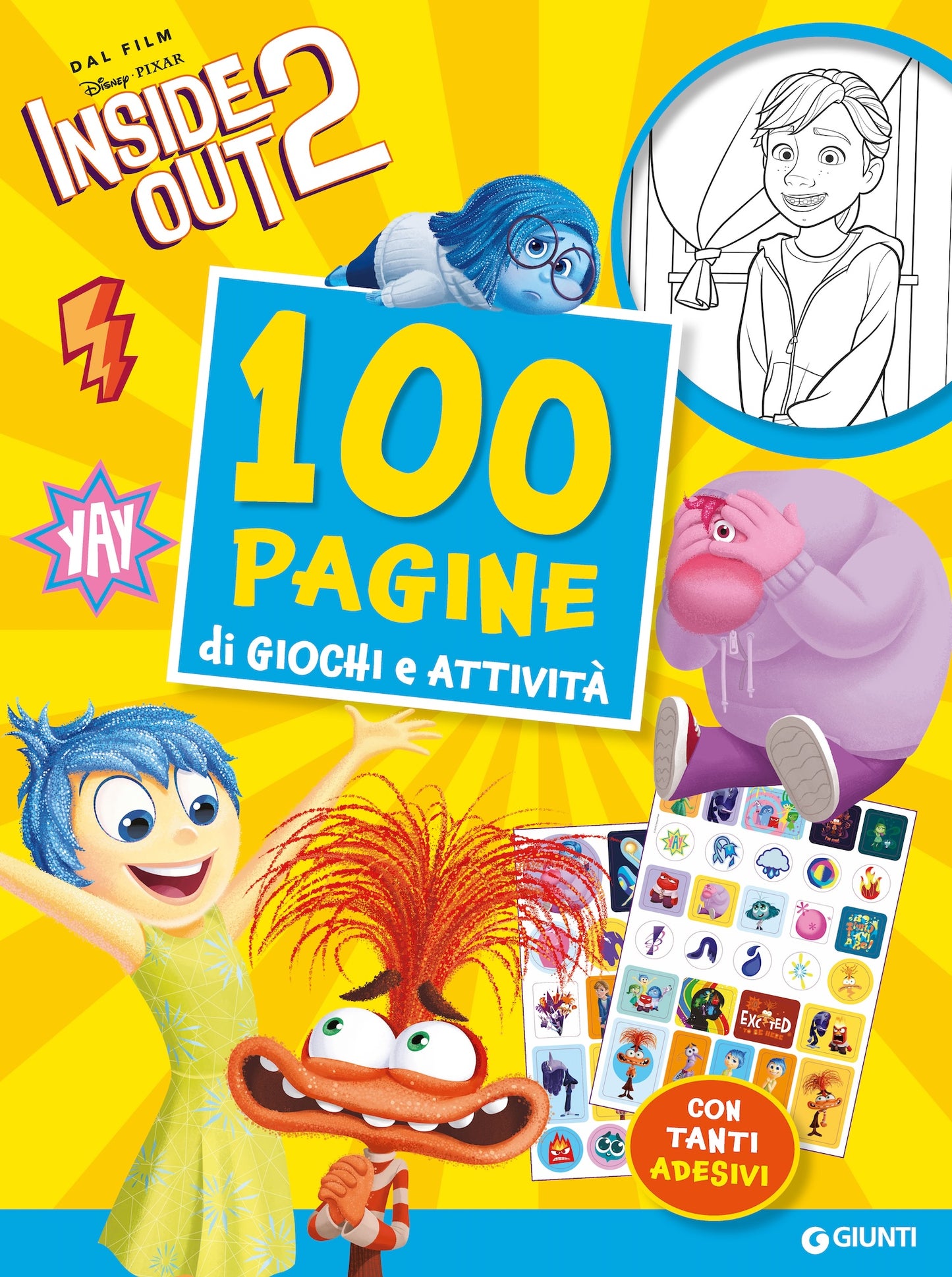 100 Pagine di giochi e attività Inside Out 2::Con tanti adesivi