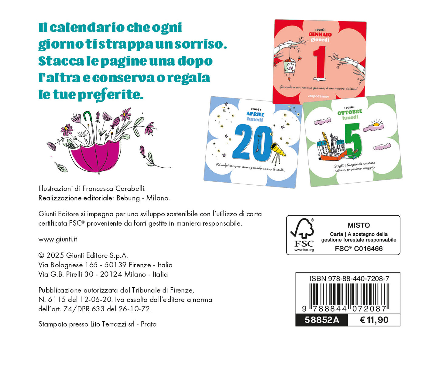 CALENDARIO PENSA POSITIVO 2026 da tavolo (13,8 X 12,7 cm)