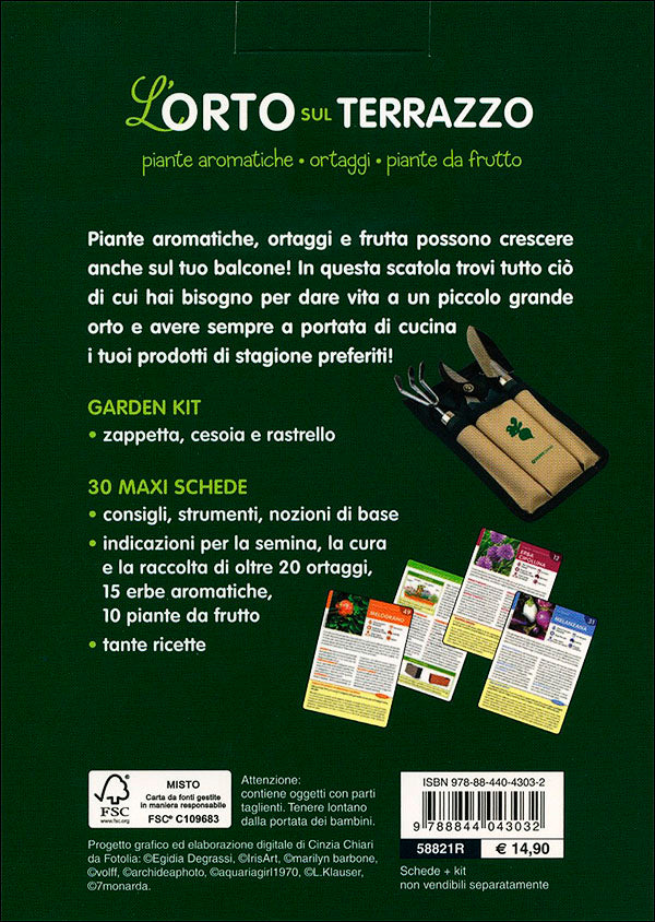 L'orto sul terrazzo::Piante aromatiche, ortaggi, piante da frutto - 30 maxi schede + garden kit