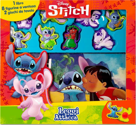 Stitch Leggi e attacca::1 libro, 8 figurine, 2 giochi da tavolo