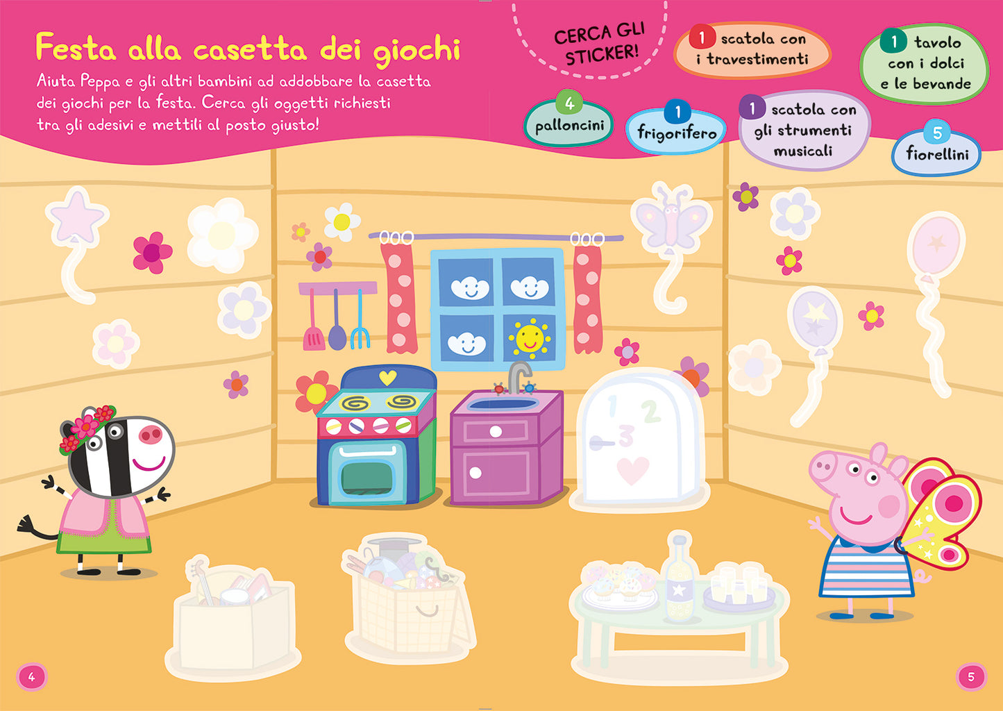 Festeggia con Peppa::Con tanti giochi e sticker