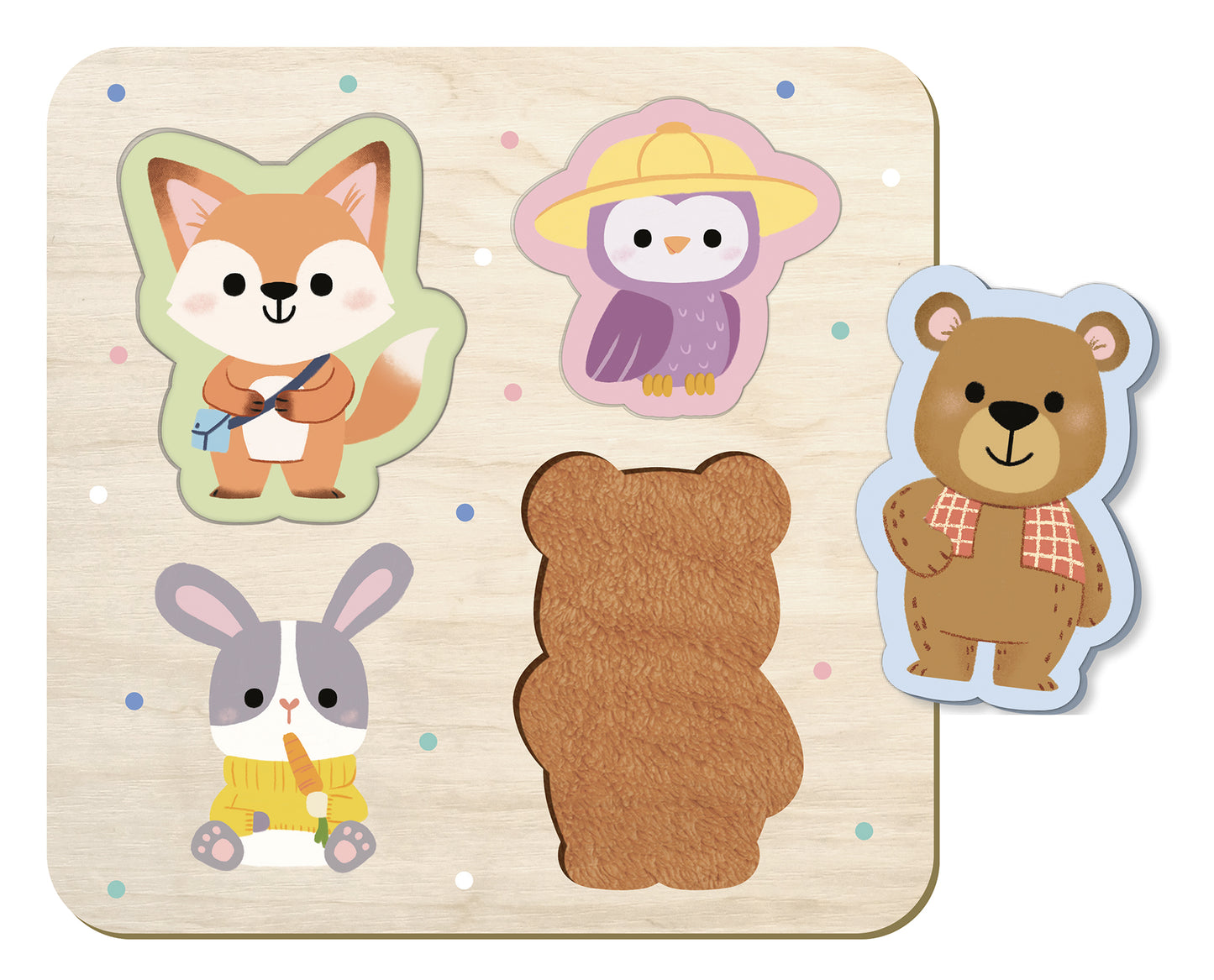 Amici del bosco::1 libro + 1 puzzle di legno