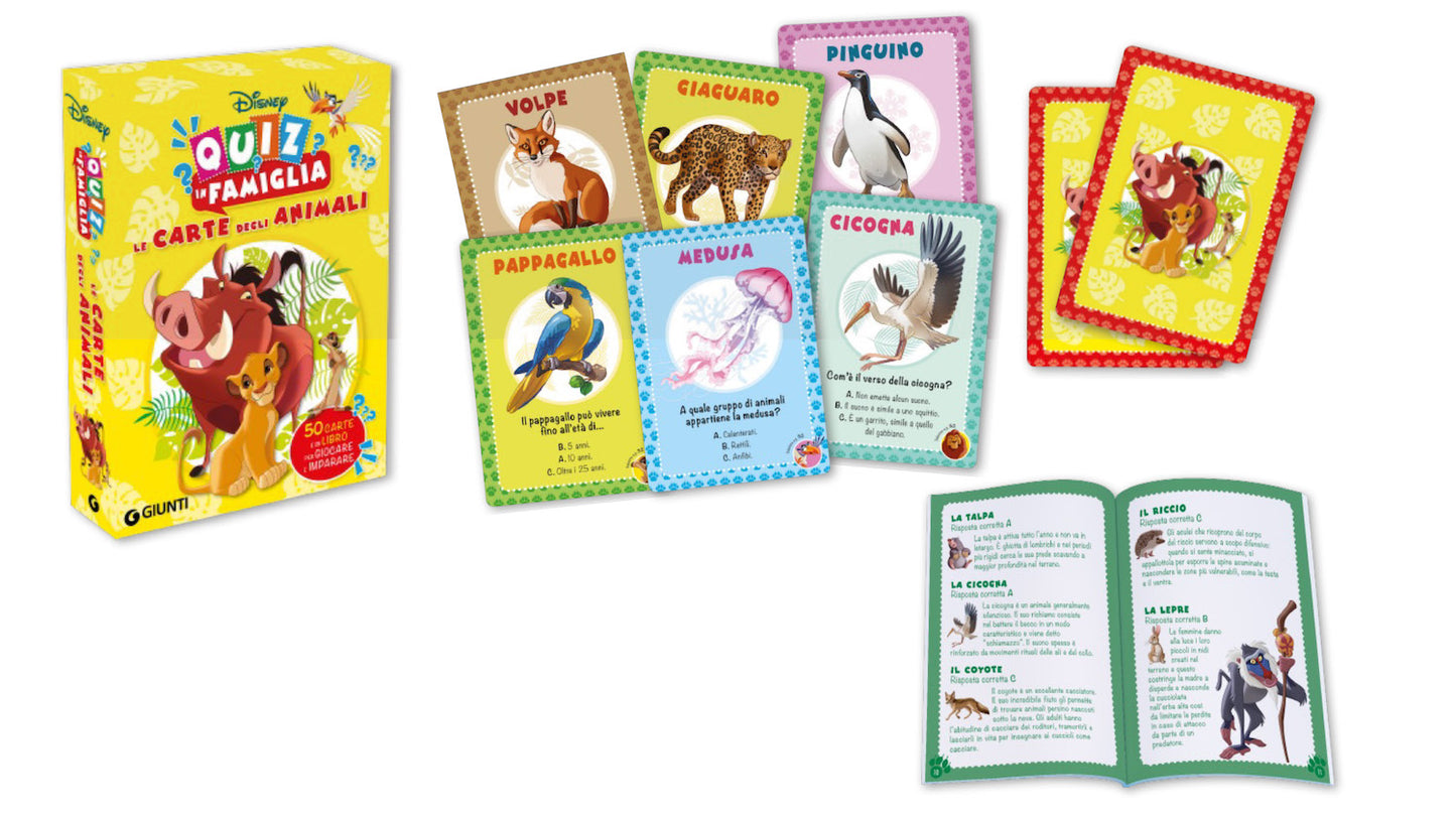 Carte degli animali Disney - Quiz in famiglia::50 carte e un libro per giocare e imparare