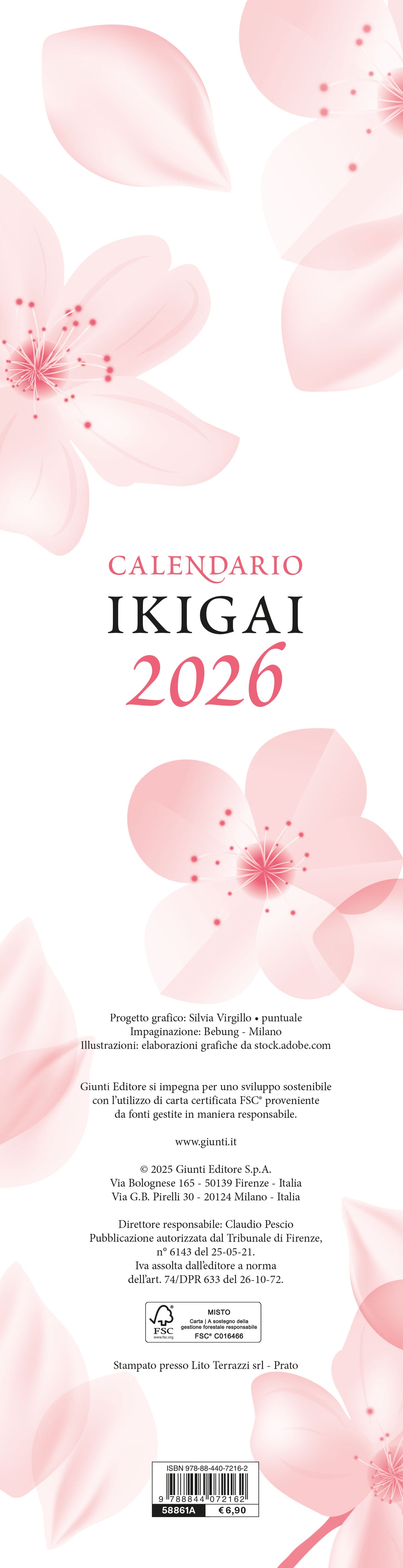 IKIGAI. SENSO DELLA VITA GIAPPONE 2026 da parete (12,5 X 48 cm)