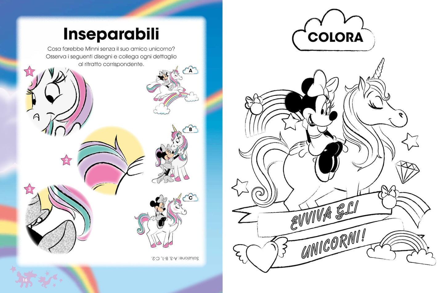 Unicorni Minnie Bubble Stickers Disney::Storia e giochi, con tanti adesivi morbidosi