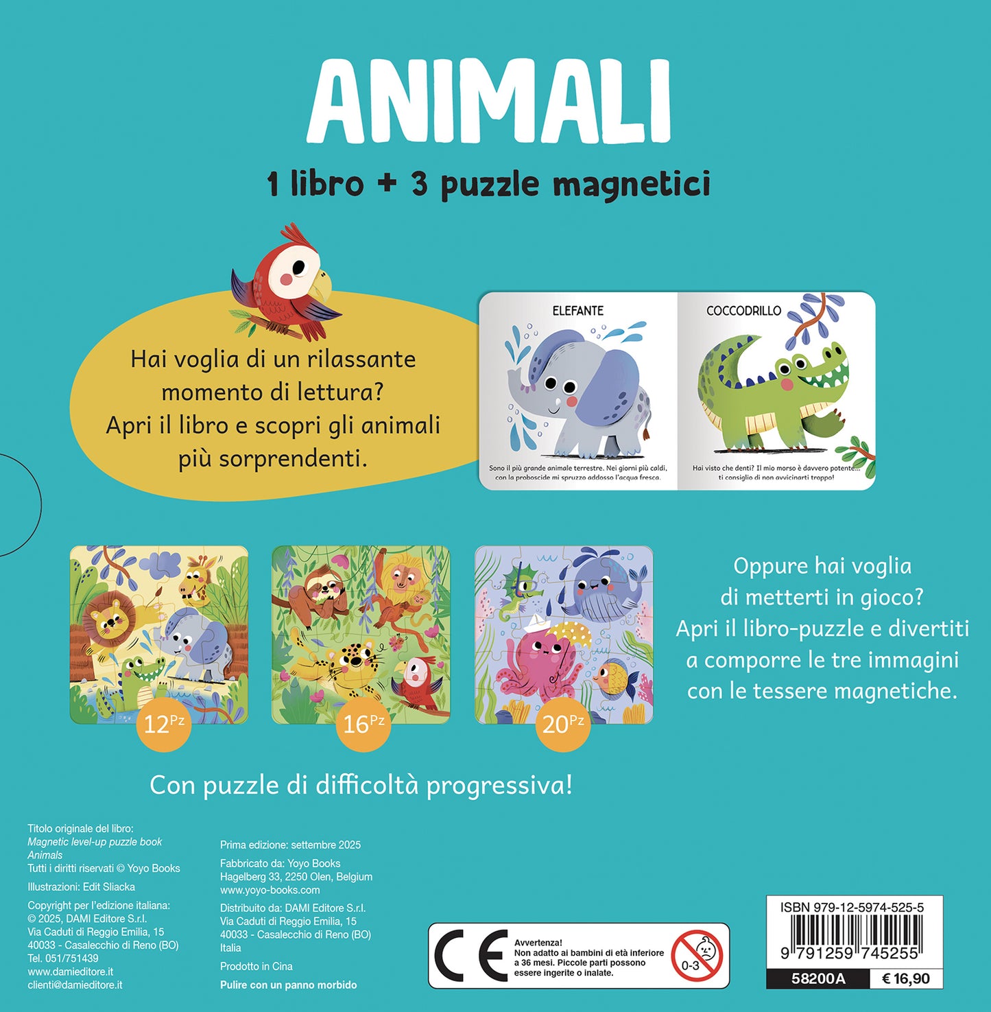 Animali::1 libro + 3 puzzle magnetici