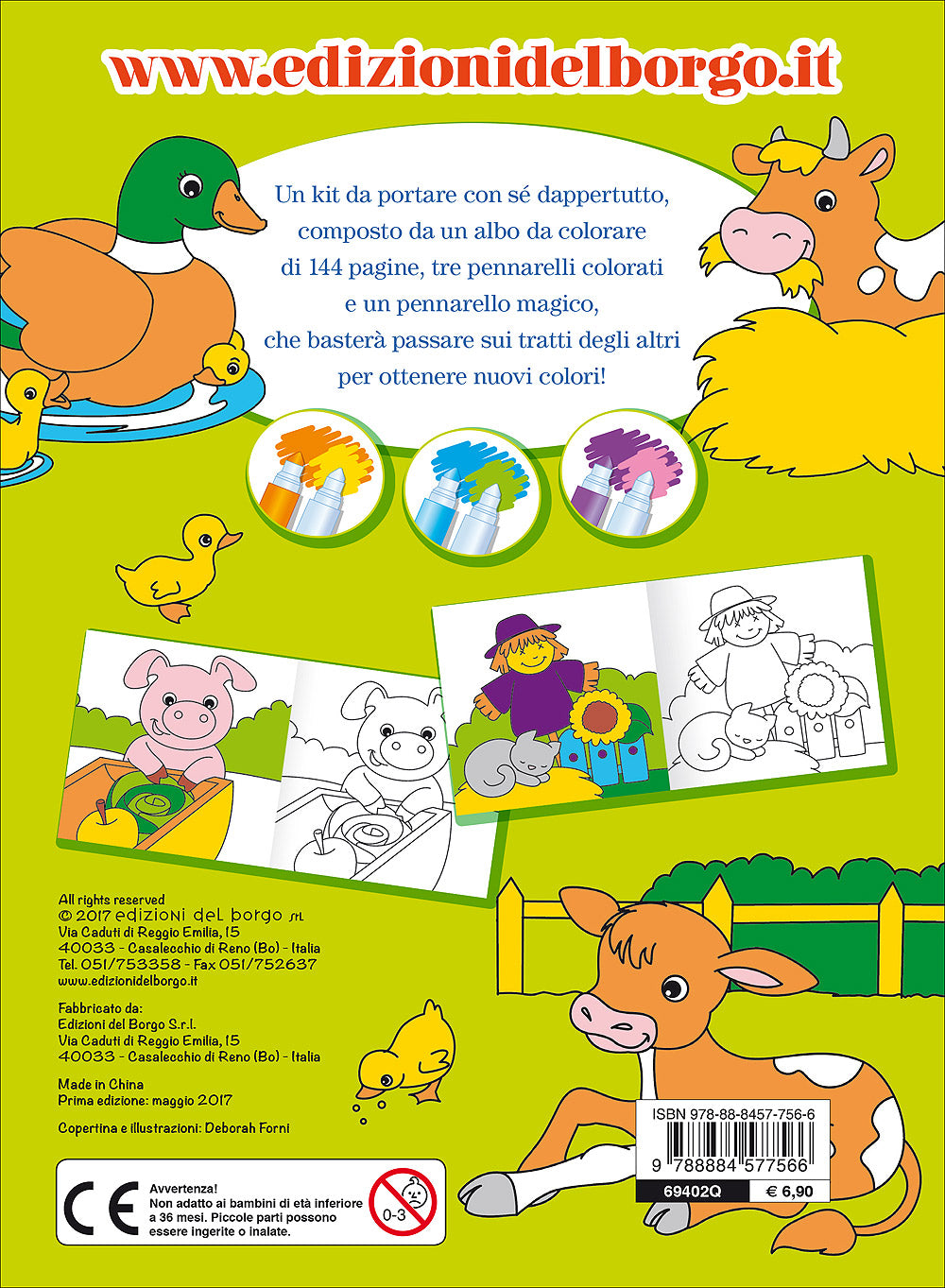 Colora la fattoria con i pennarelli magici::Animali della fattoria, i loro cuccioli e tanto altro! - Con 4 pennarelli magici