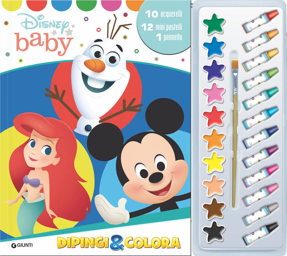 Disney Baby Dipingi e colora::10 acquerelli - 12 mini pastelli - 1 pennello