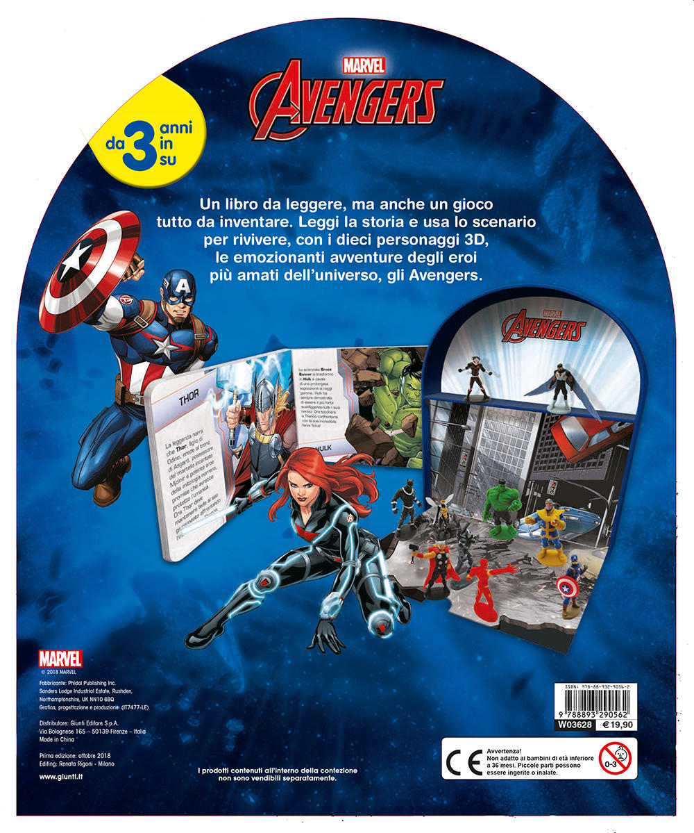 Avengers - Maxi LibroGiocaKit::Con 10 personaggi 3D e 1 scenario per giocare!